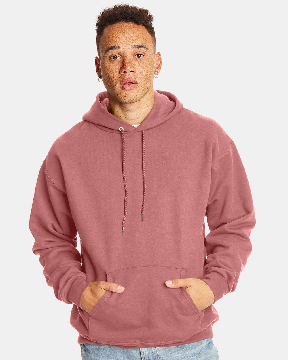 Hanes F170 Ultimate Cotton Pullover Hoodie Sweatshirt in Mauve