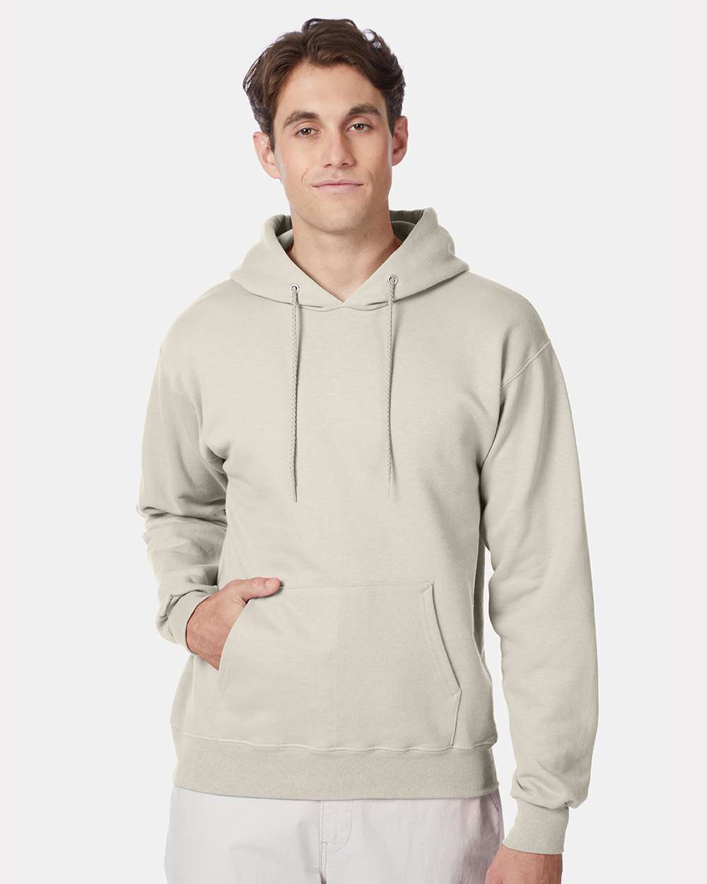 Hanes F170 Ultimate Cotton Pullover Hoodie Sweatshirt in Natural