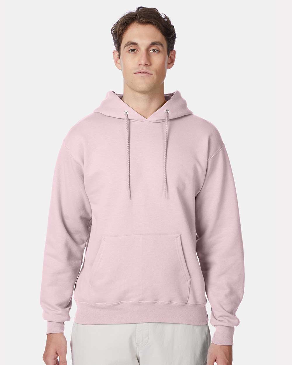 Hanes F170 Ultimate Cotton Pullover Hoodie Sweatshirt in Pale Pink