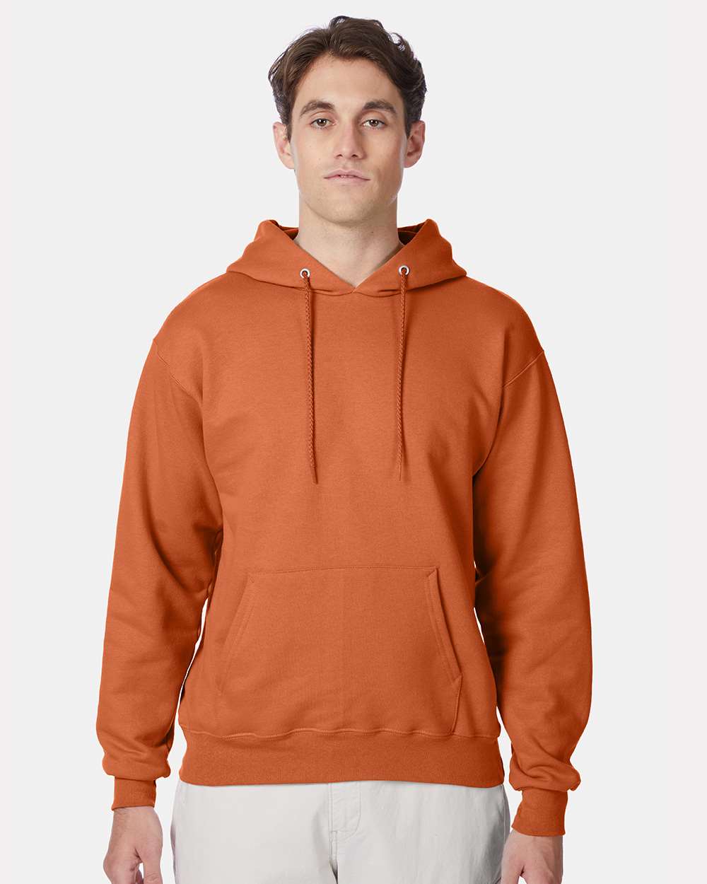 Hanes F170 Ultimate Cotton Pullover Hoodie Sweatshirt in Pumpkin