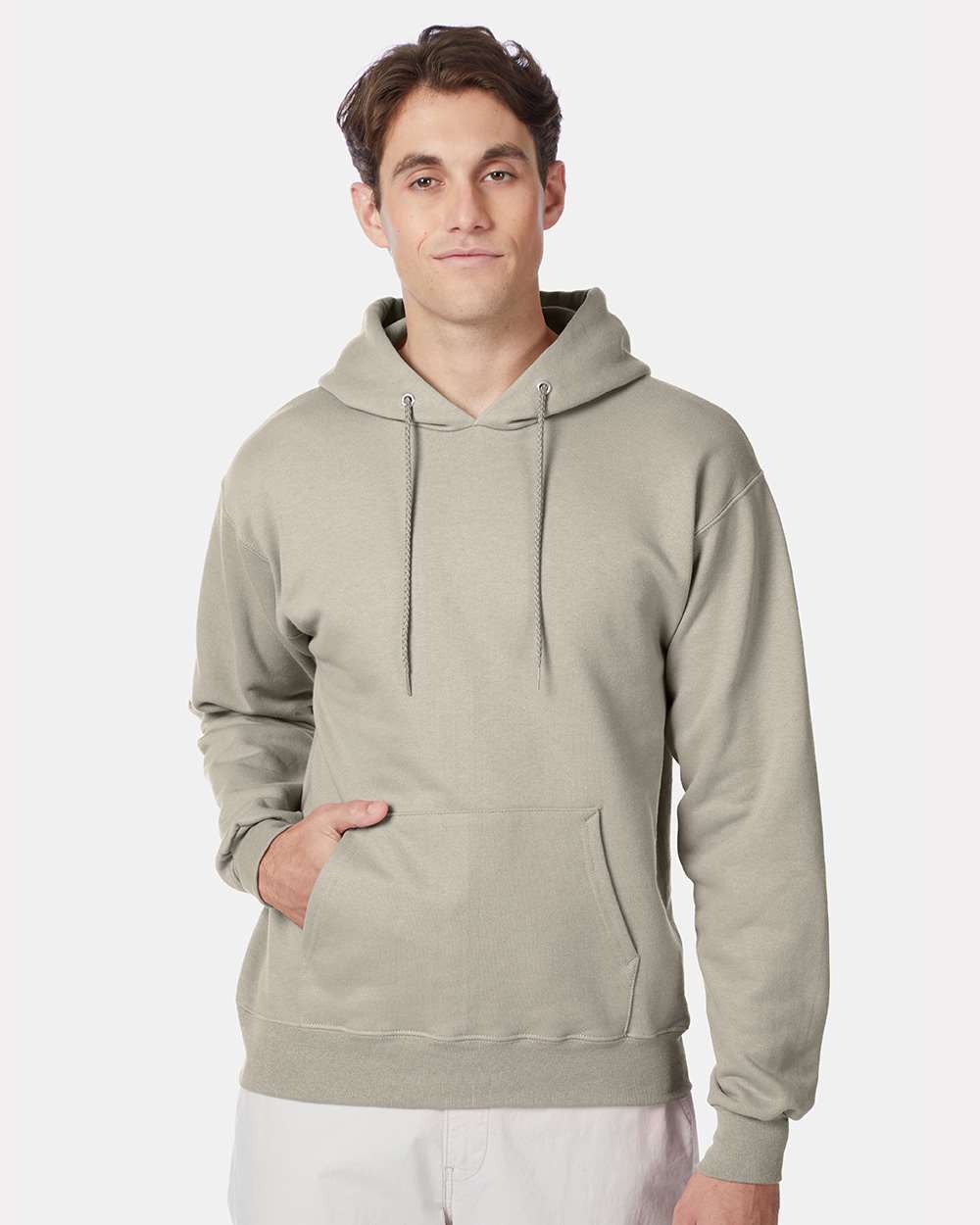 Hanes F170 Ultimate Cotton Pullover Hoodie Sweatshirt in Sand