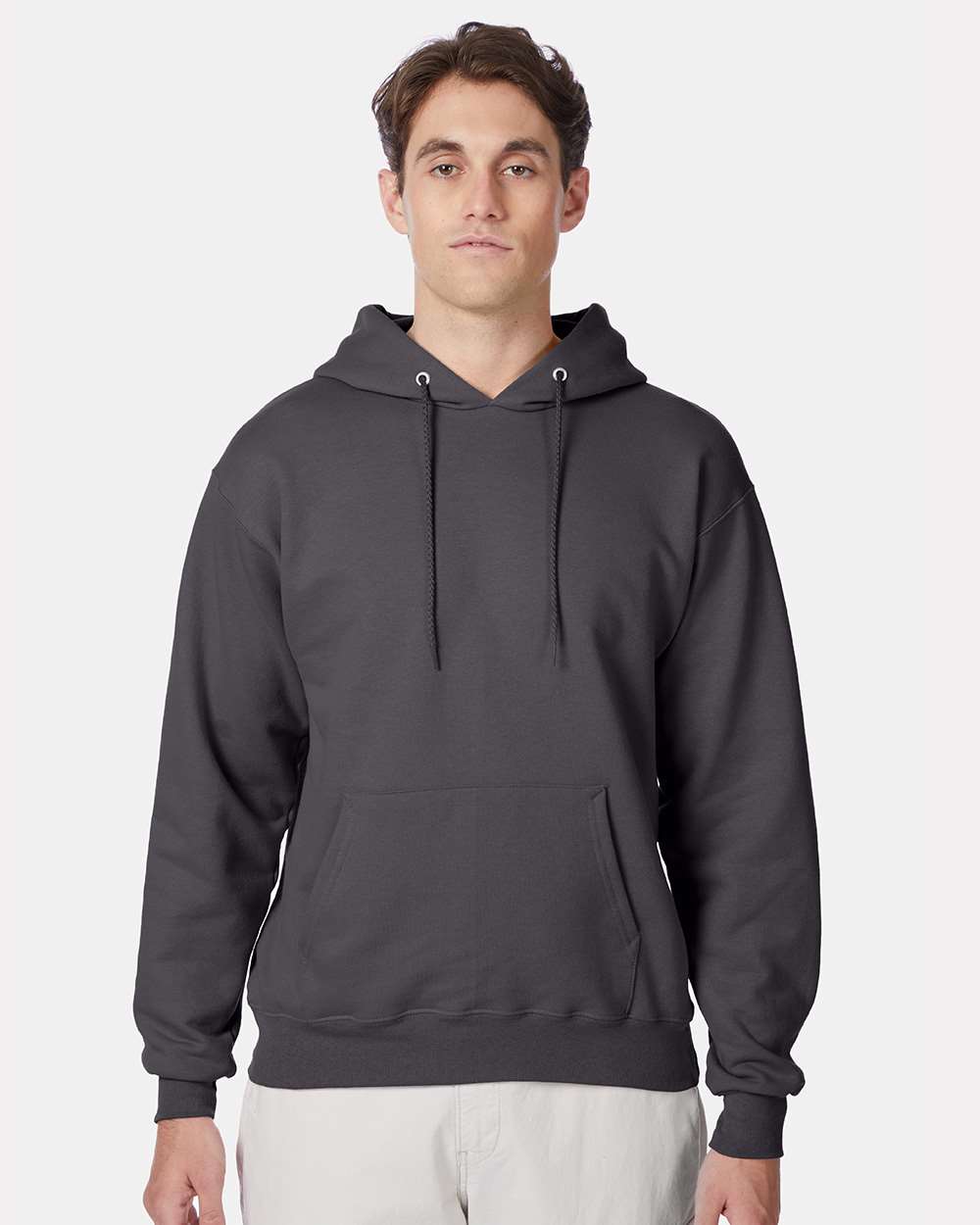 Hanes F170 Ultimate Cotton Pullover Hoodie Sweatshirt in Smoke Grey