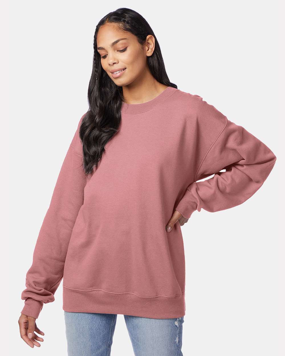Hanes F260 Ultimate Cotton Crewneck Sweatshirt in Mauve