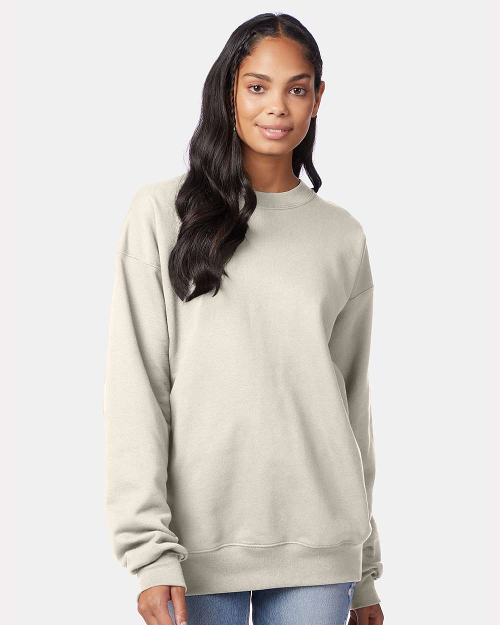 Hanes F260 Ultimate Cotton Crewneck Sweatshirt in Natural