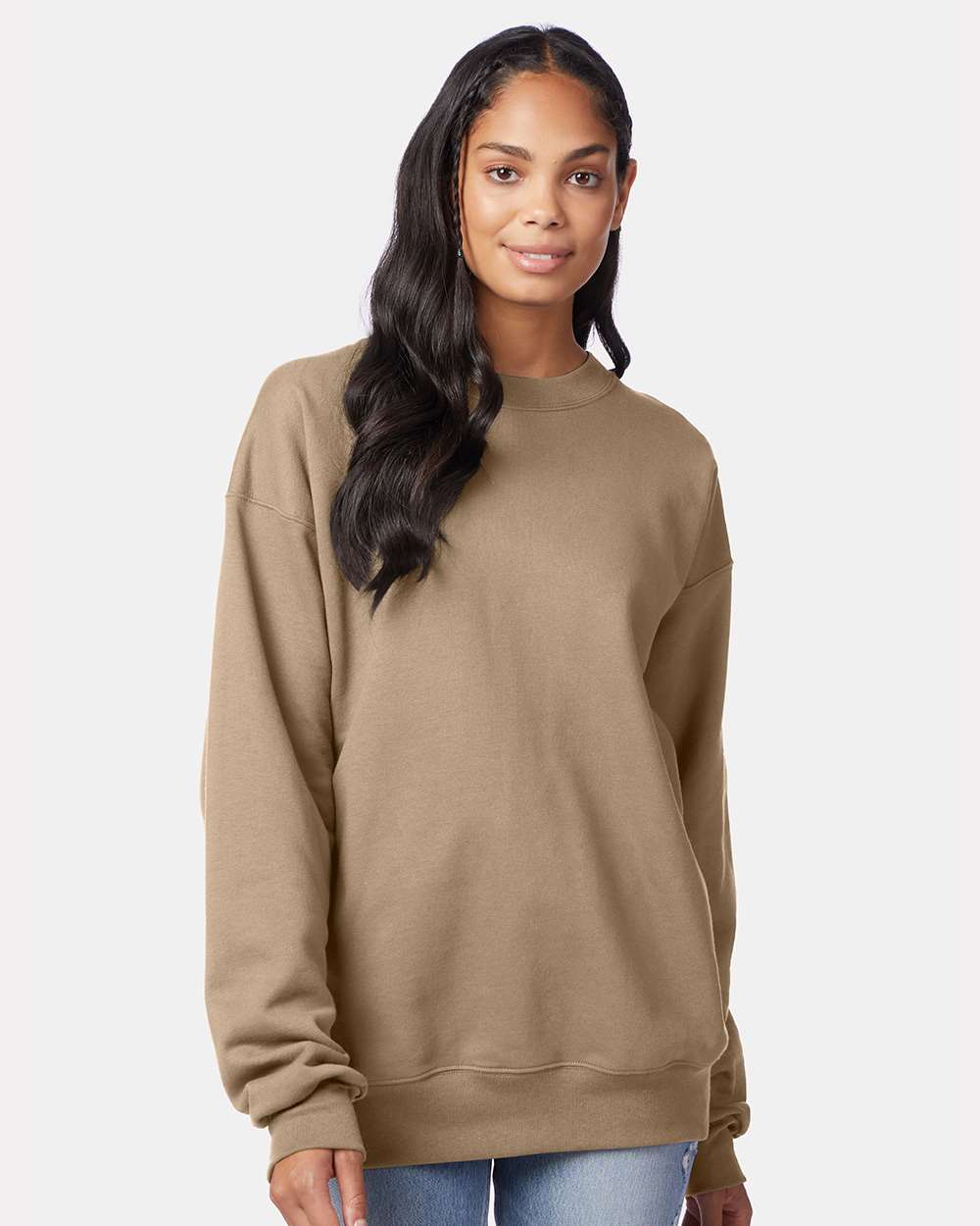 Hanes F260 Ultimate Cotton Crewneck Sweatshirt in Pebble