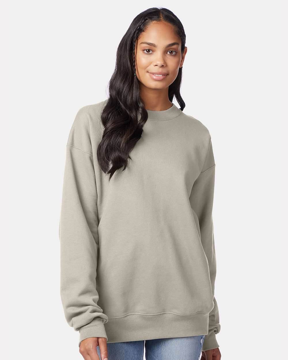 Hanes F260 Ultimate Cotton Crewneck Sweatshirt in Sand