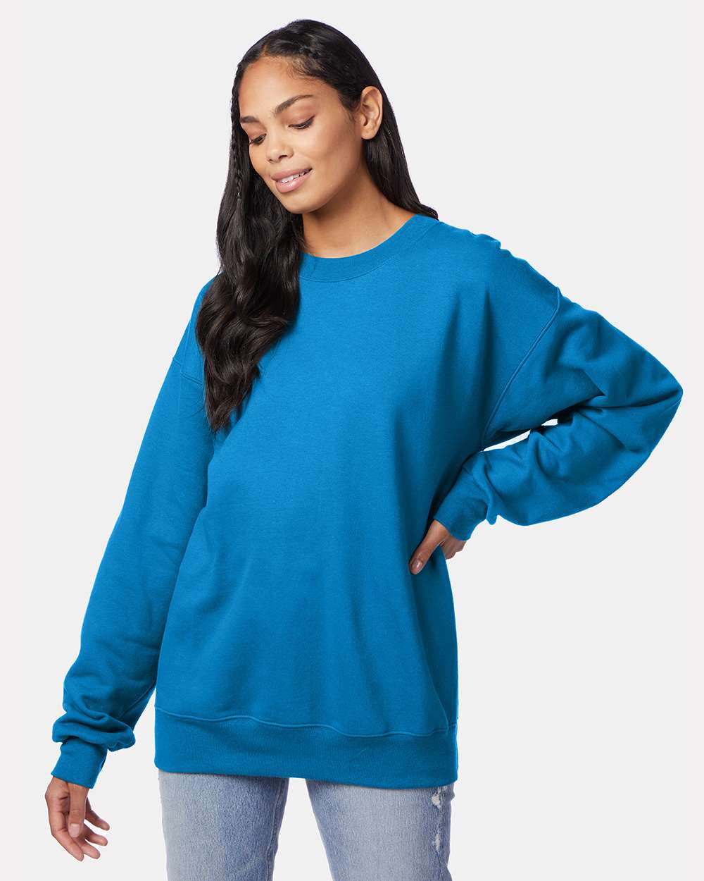 Hanes F260 Ultimate Cotton Crewneck Sweatshirt in Teal