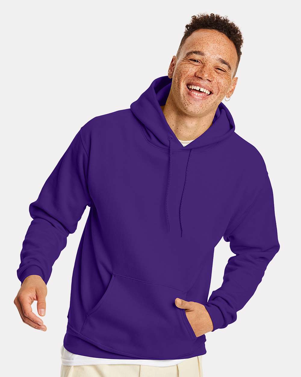 Hanes Sweatshirts/Fleece 4XL / Athletic Purple Hanes P170 Adult 7.8 oz. EcoSmart(r) 50/50 Pullover Hood, Basic Colors