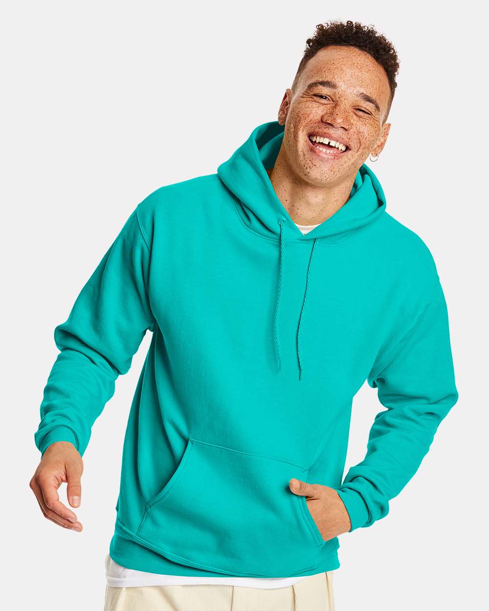 Hanes Sweatshirts/Fleece S / Athletic Teal Hanes P170 Adult 7.8 oz. EcoSmart(r) 50/50 Pullover Hood, Basic Colors