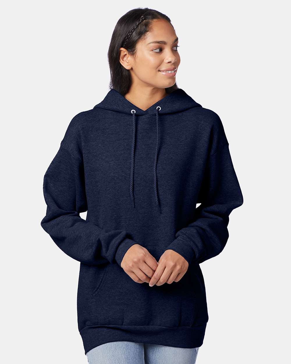 Hanes Sweatshirts/Fleece S / Heather Navy Hanes P170 Adult 7.8 oz. EcoSmart(r) 50/50 Pullover Hood, Basic Colors