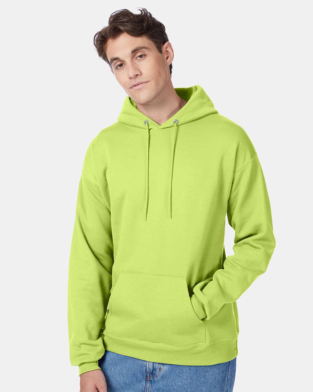 Hanes Sweatshirts/Fleece 4XL / Safety Green Hanes P170 Adult 7.8 oz. EcoSmart(r) 50/50 Pullover Hood, Basic Colors