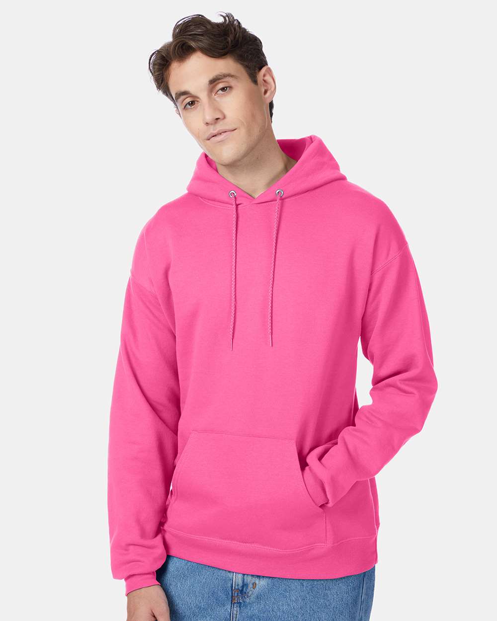 Hanes Sweatshirts/Fleece M / Safety Pink Hanes P170 Adult 7.8 oz. EcoSmart(r) 50/50 Pullover Hood, Basic Colors