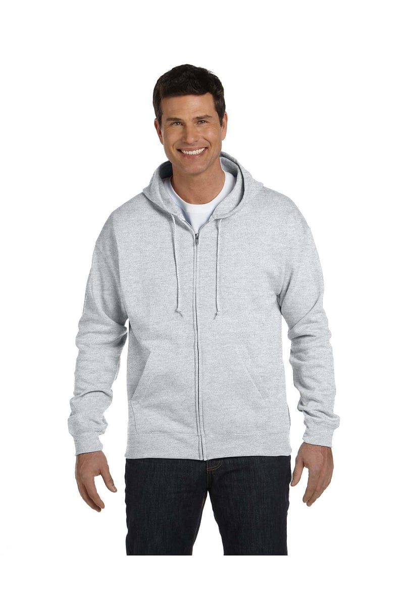 Hanes P180: EcoSmart Full-Zip Hooded Sweatshirt in Ash