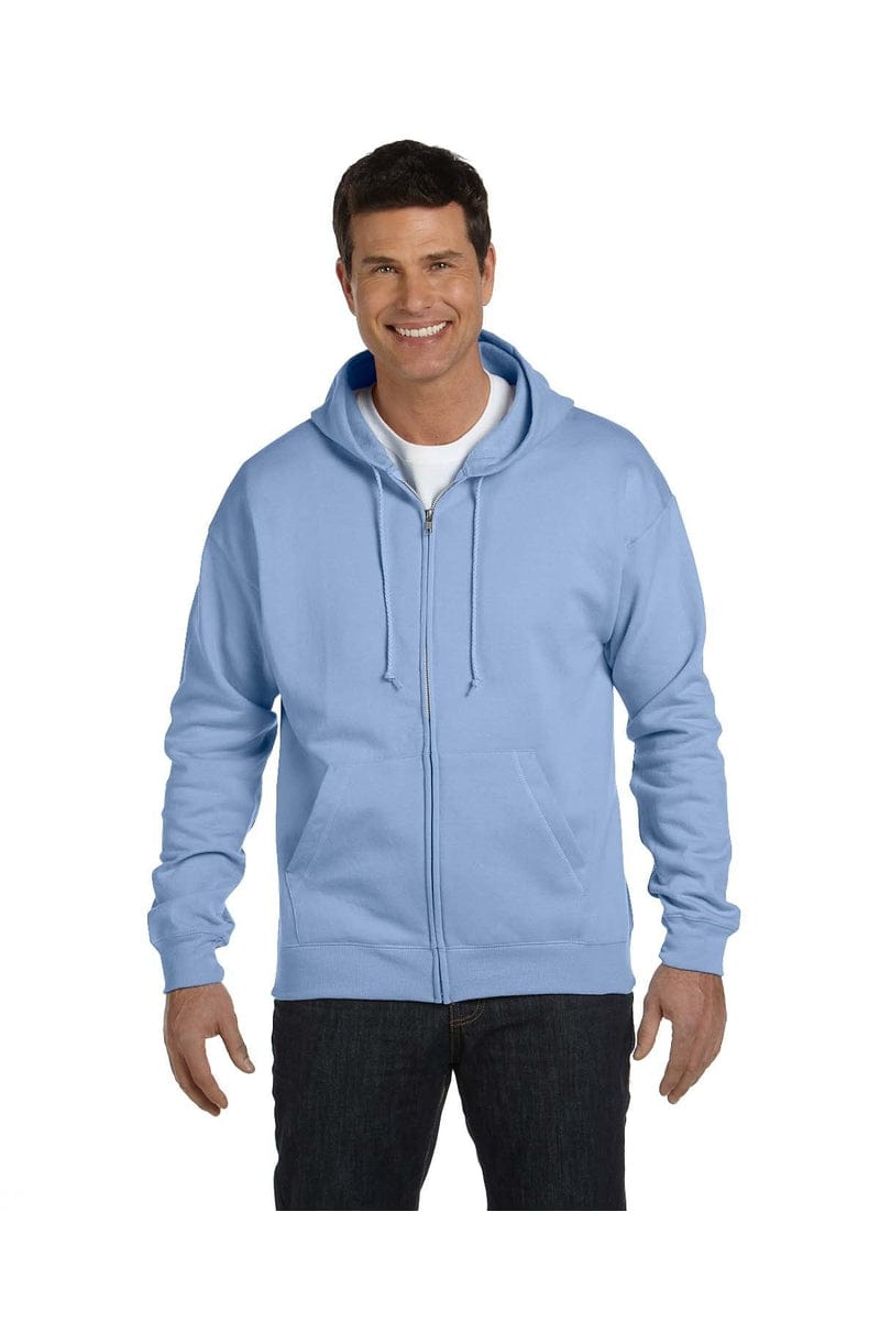 Hanes P180: EcoSmart Full-Zip Hooded Sweatshirt in Light Blue
