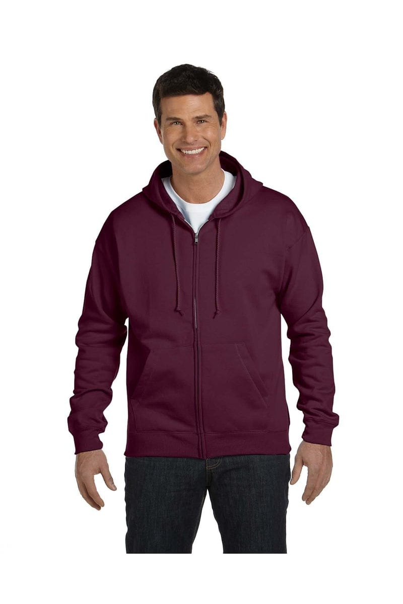 Hanes P180: EcoSmart Full-Zip Hooded Sweatshirt in Maroon