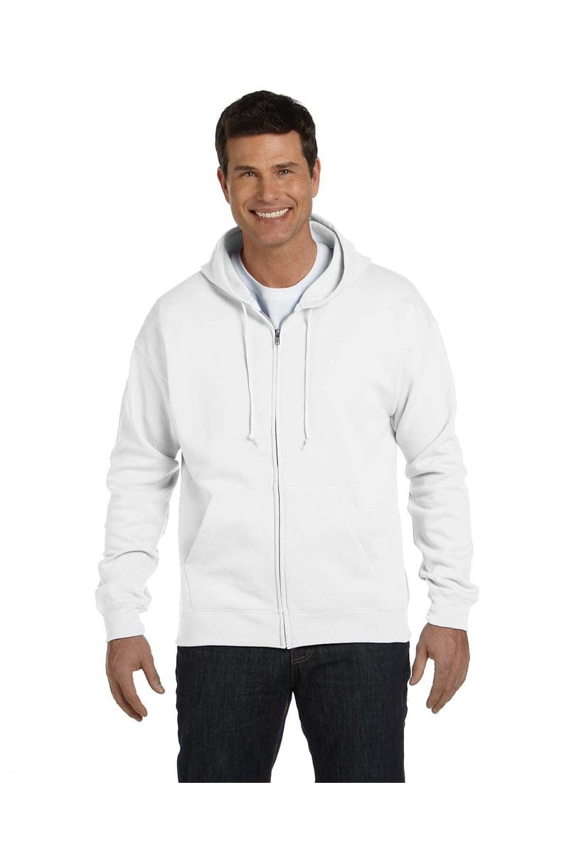 Hanes P180: EcoSmart Full-Zip Hooded Sweatshirt in White