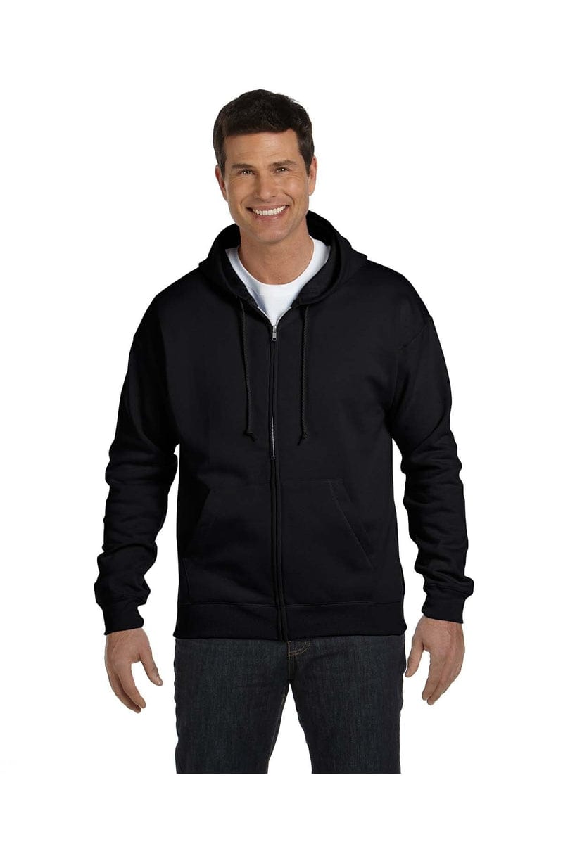 Hanes P180: EcoSmart Full-Zip Hooded Sweatshirt in Black