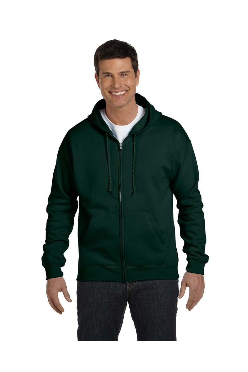 Hanes P180: EcoSmart Full-Zip Hooded Sweatshirt in Deep Forest
