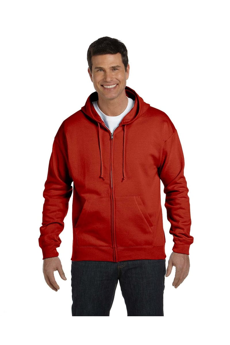 Hanes P180: EcoSmart Full-Zip Hooded Sweatshirt in Deep Red