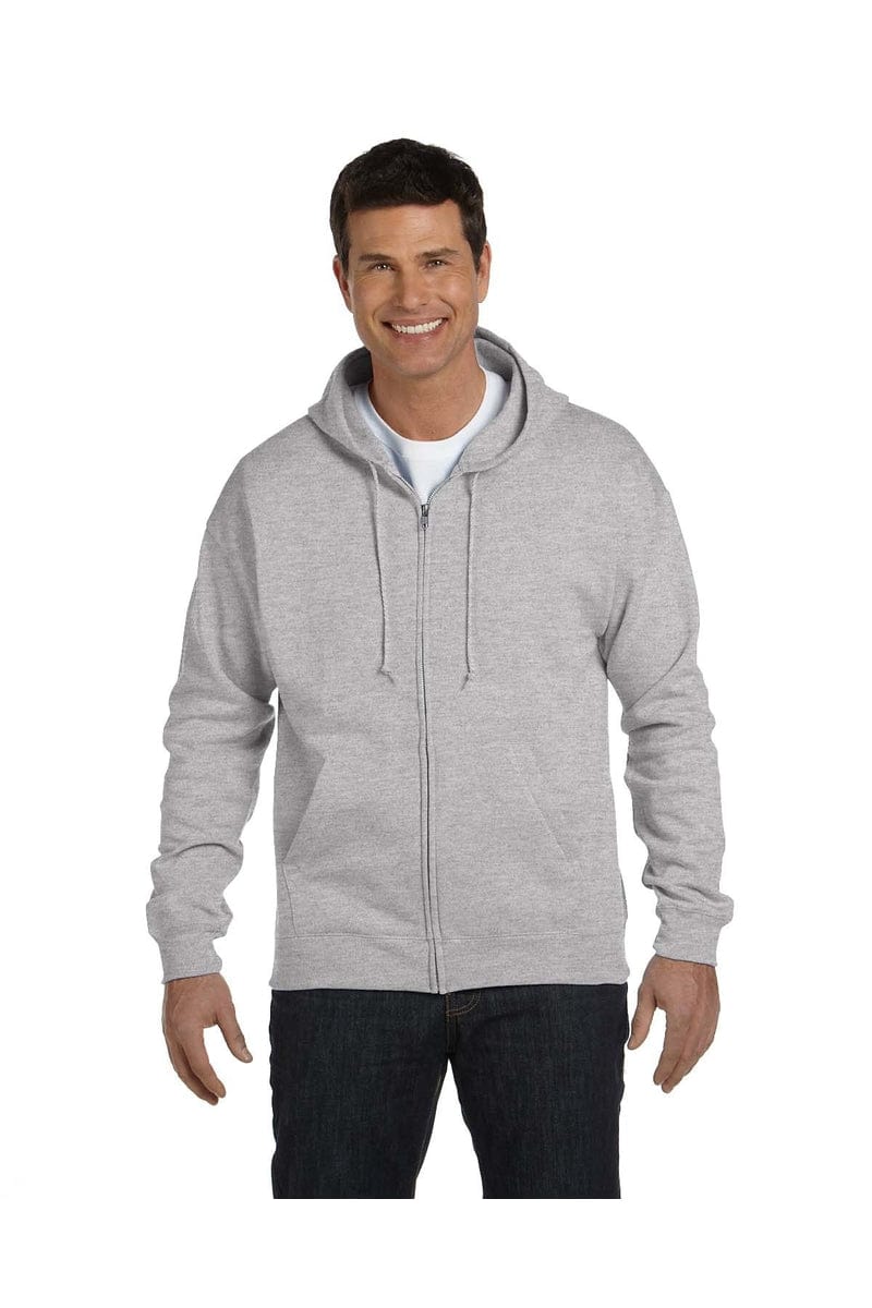 Hanes P180: EcoSmart Full-Zip Hooded Sweatshirt in Light Steel