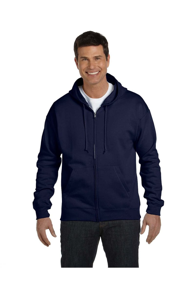 Hanes P180: EcoSmart Full-Zip Hooded Sweatshirt in Navy