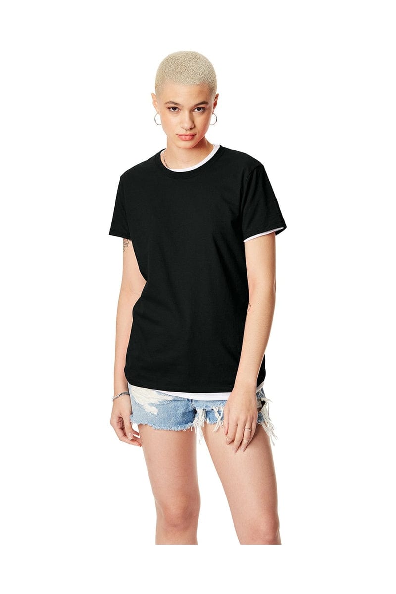 Hanes SL04 Women's Nano-T Cotton T-Shirt in Black