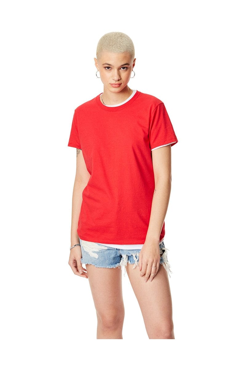 Hanes SL04 Women's Nano-T Cotton T-Shirt in Deep Red