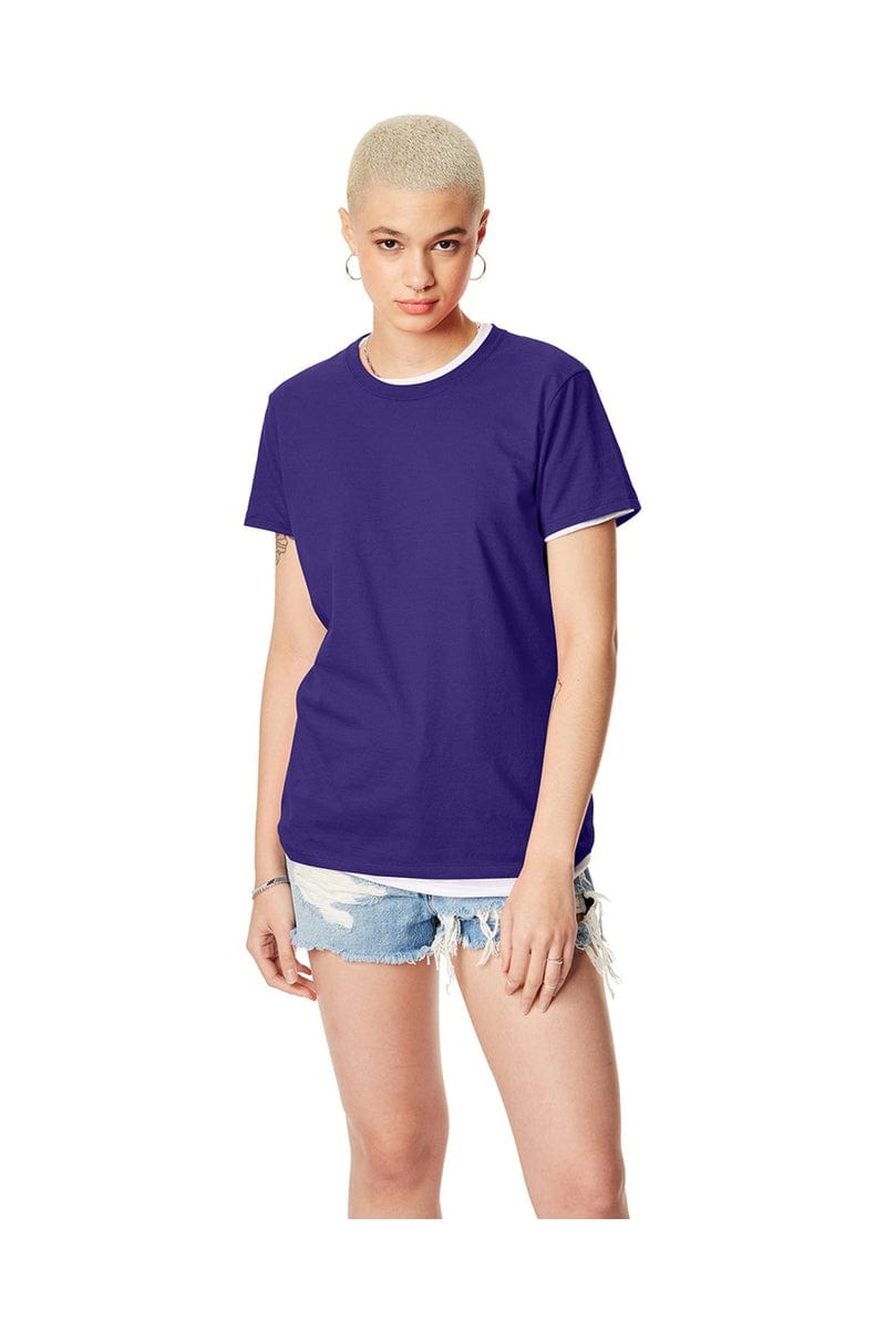 Hanes SL04 Women's Nano-T Cotton T-Shirt in Purple