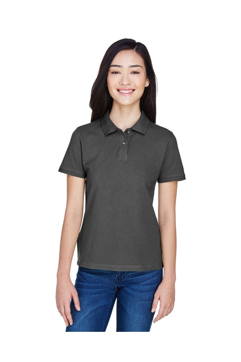 Harriton M200W Ladies' 6 oz. Ringspun Cotton Pique Short-Sleeve Polo in Charcoal