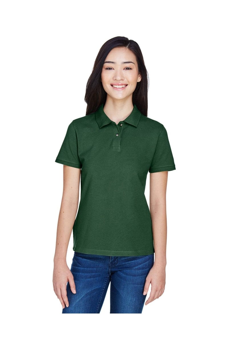 Harriton M200W Ladies' 6 oz. Ringspun Cotton Pique Short-Sleeve Polo in Dark Green
