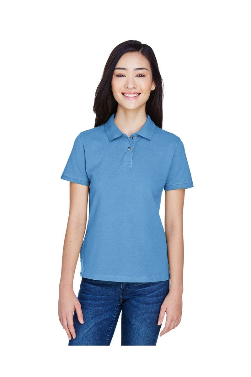 Harriton M200W Ladies' 6 oz. Ringspun Cotton Pique Short-Sleeve Polo in Lt College Blue