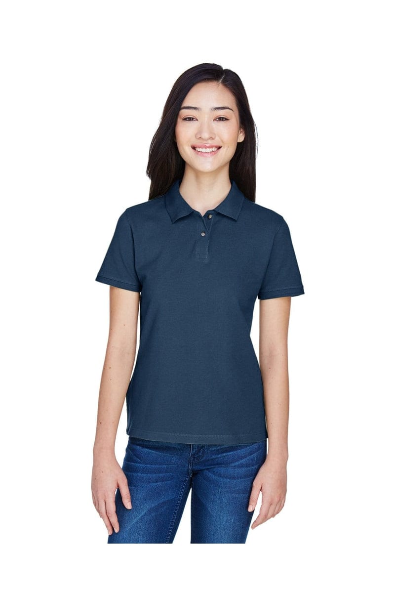 Harriton M200W Ladies' 6 oz. Ringspun Cotton Pique Short-Sleeve Polo in Navy