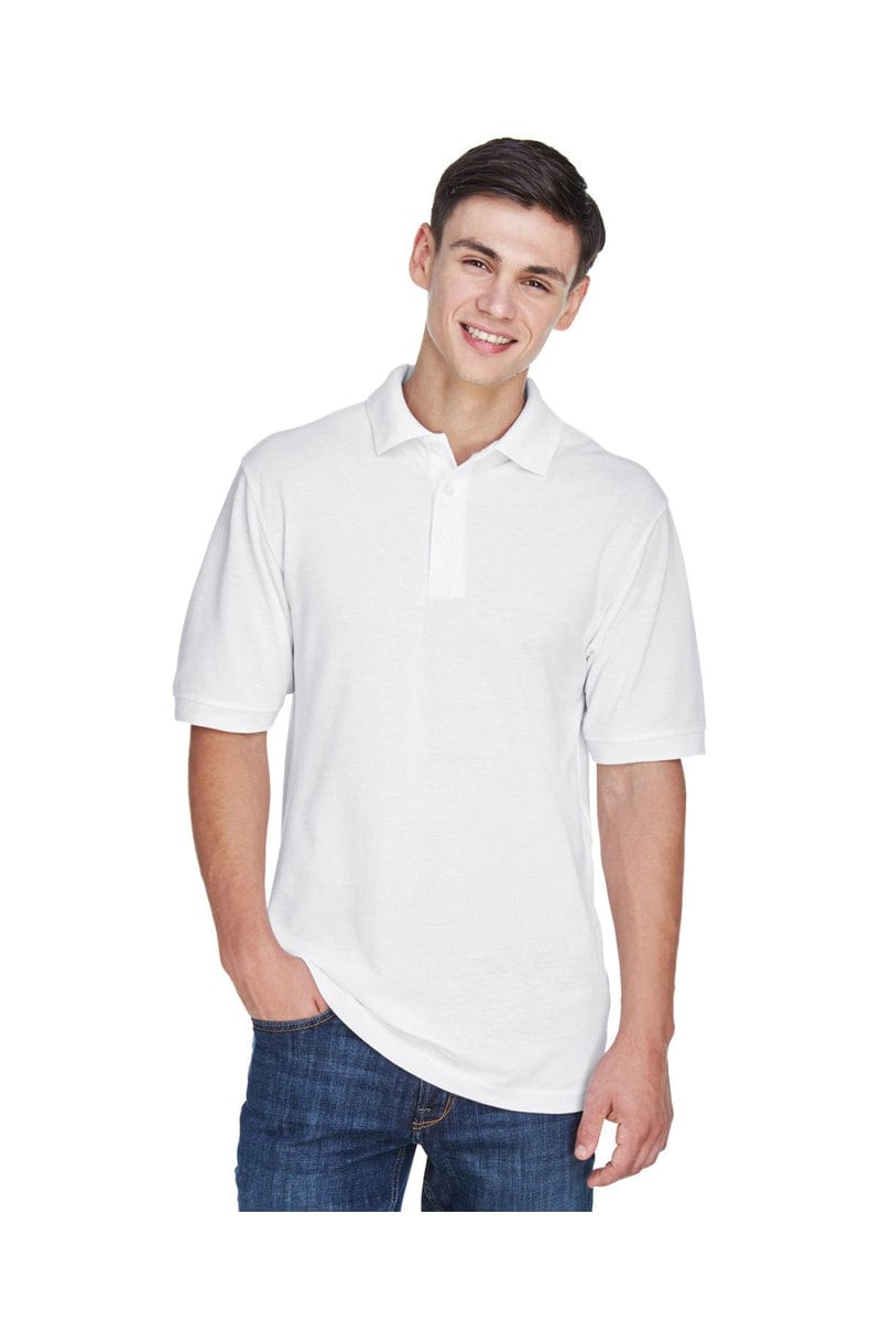 Harriton M265 Men's 56 oz Easy Blend Polo in White