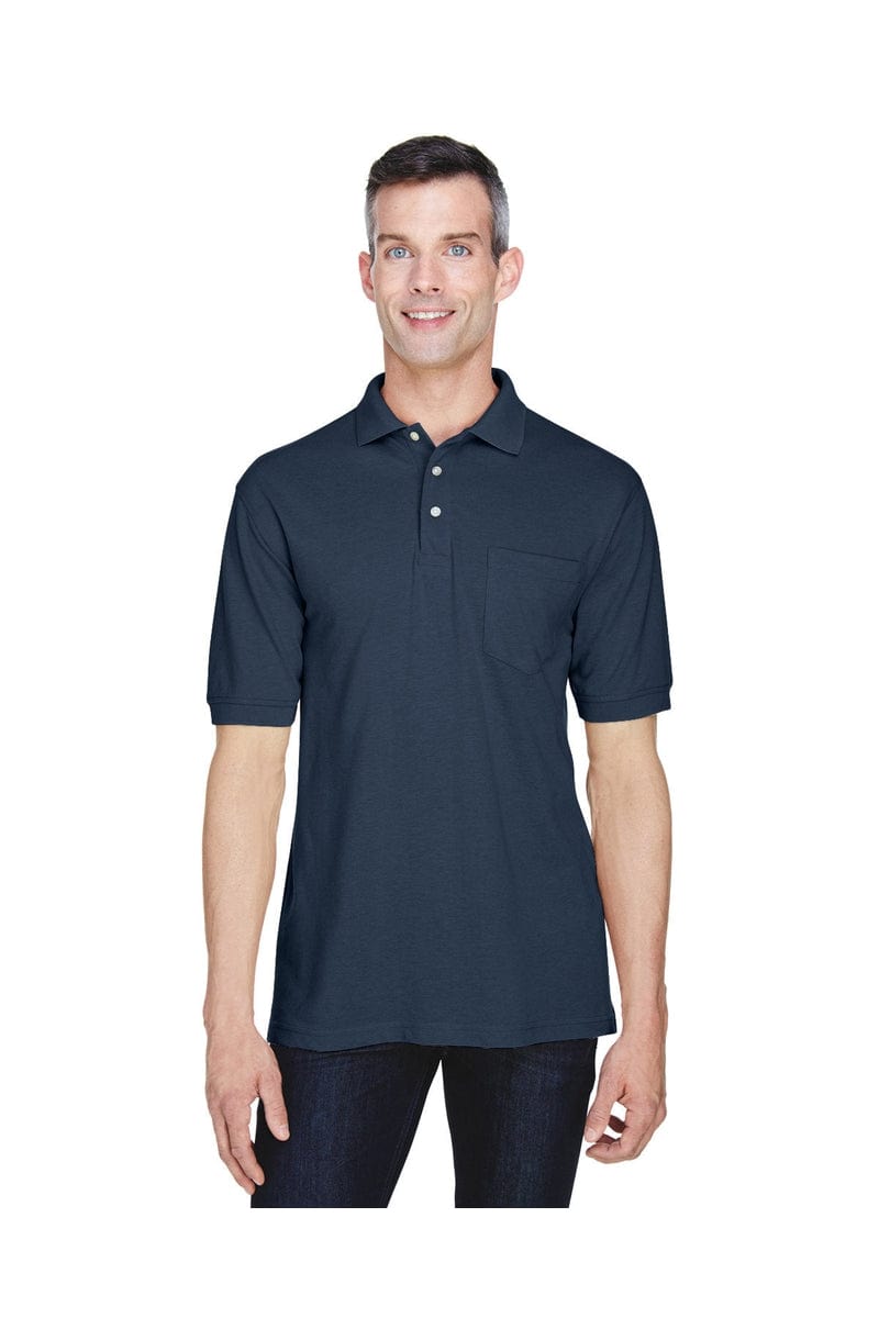 Harriton M265P Men's 5.6 oz. Easy Blend(tm) Polo with Pocket in Navy