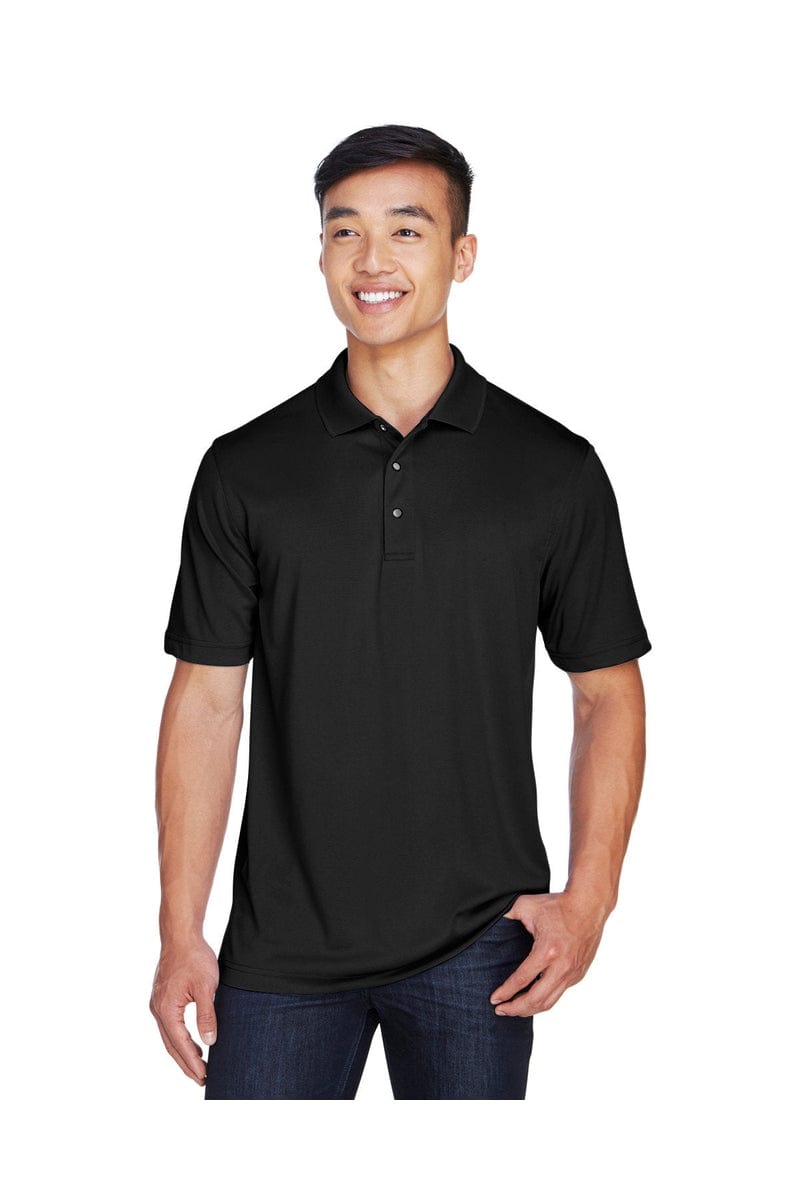 Harriton M345 Men's Advantage IL Snap Placket Performance Polo in Black