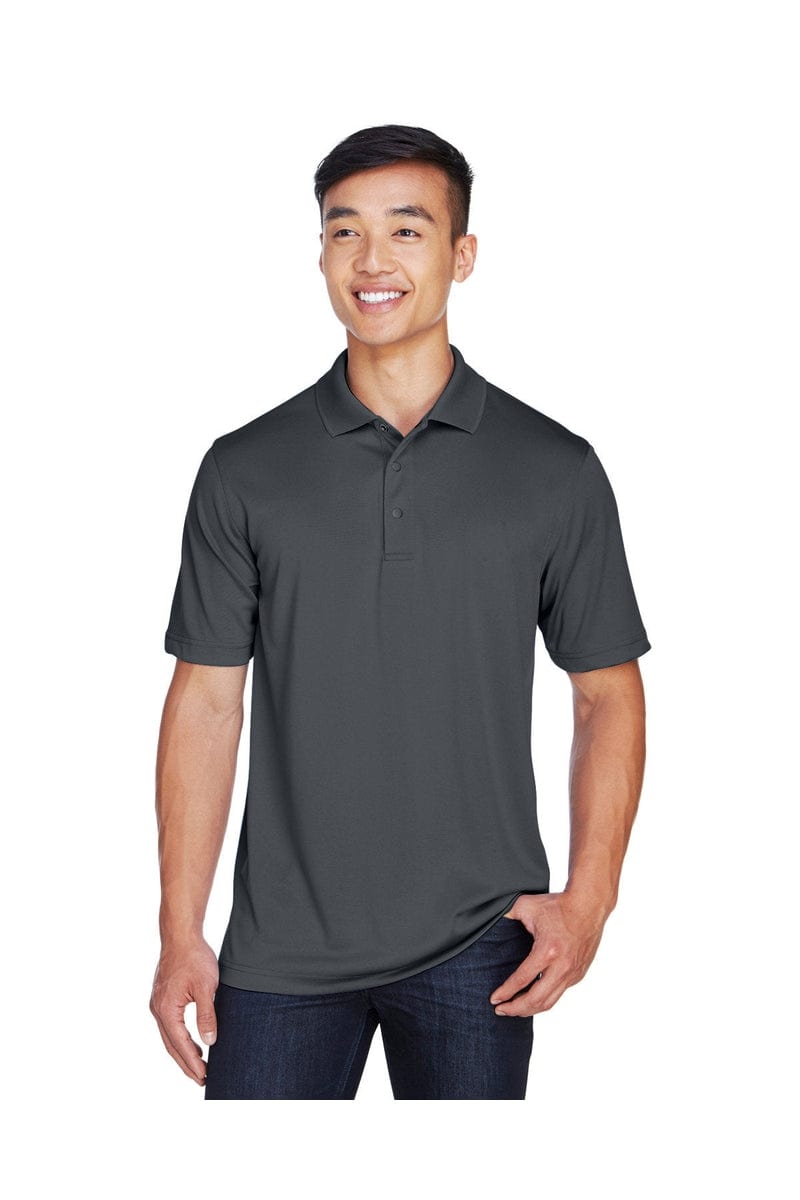 Harriton M345 Men's Advantage IL Snap Placket Performance Polo in Dark Charcoal