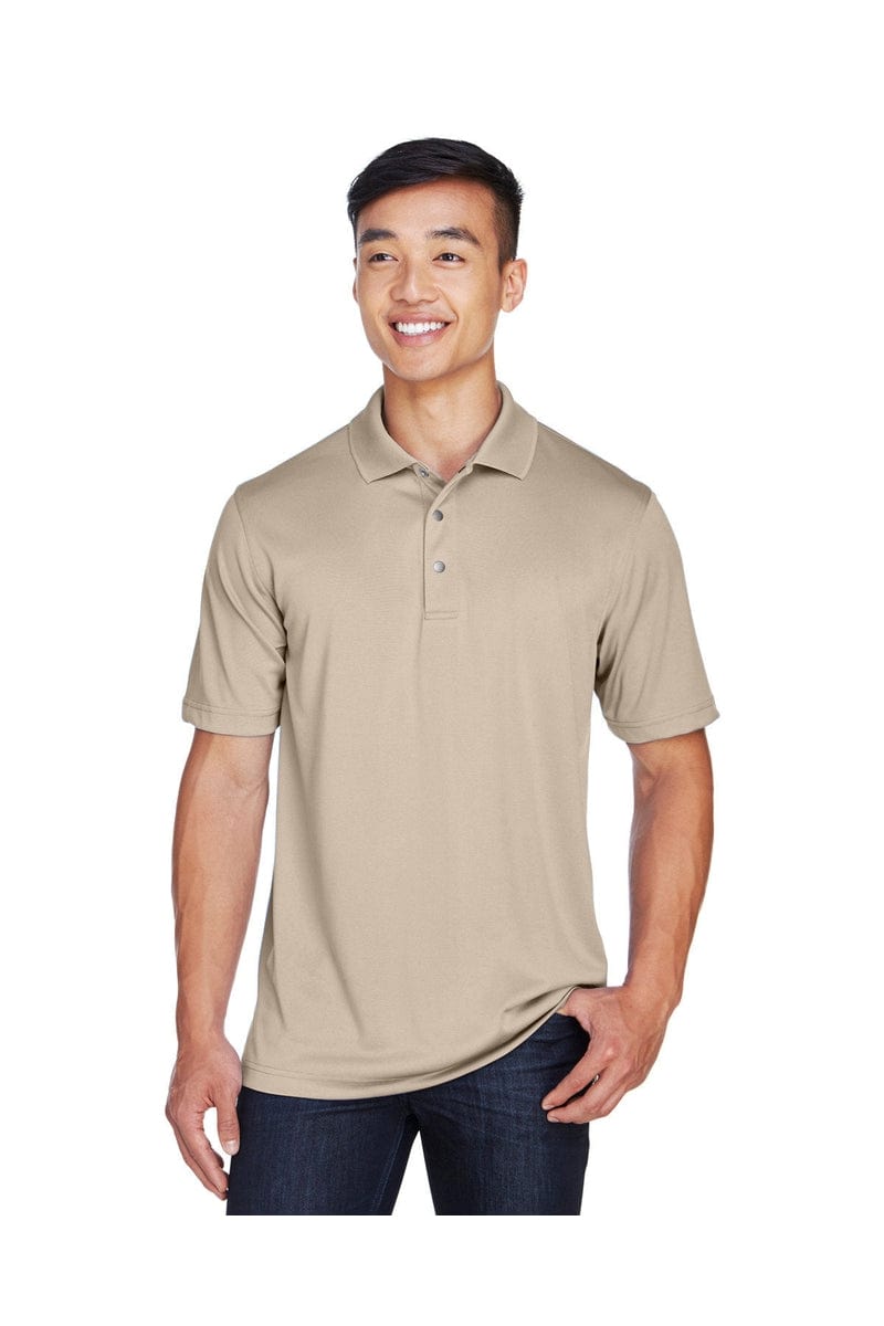 Harriton M345 Men's Advantage IL Snap Placket Performance Polo in Khaki