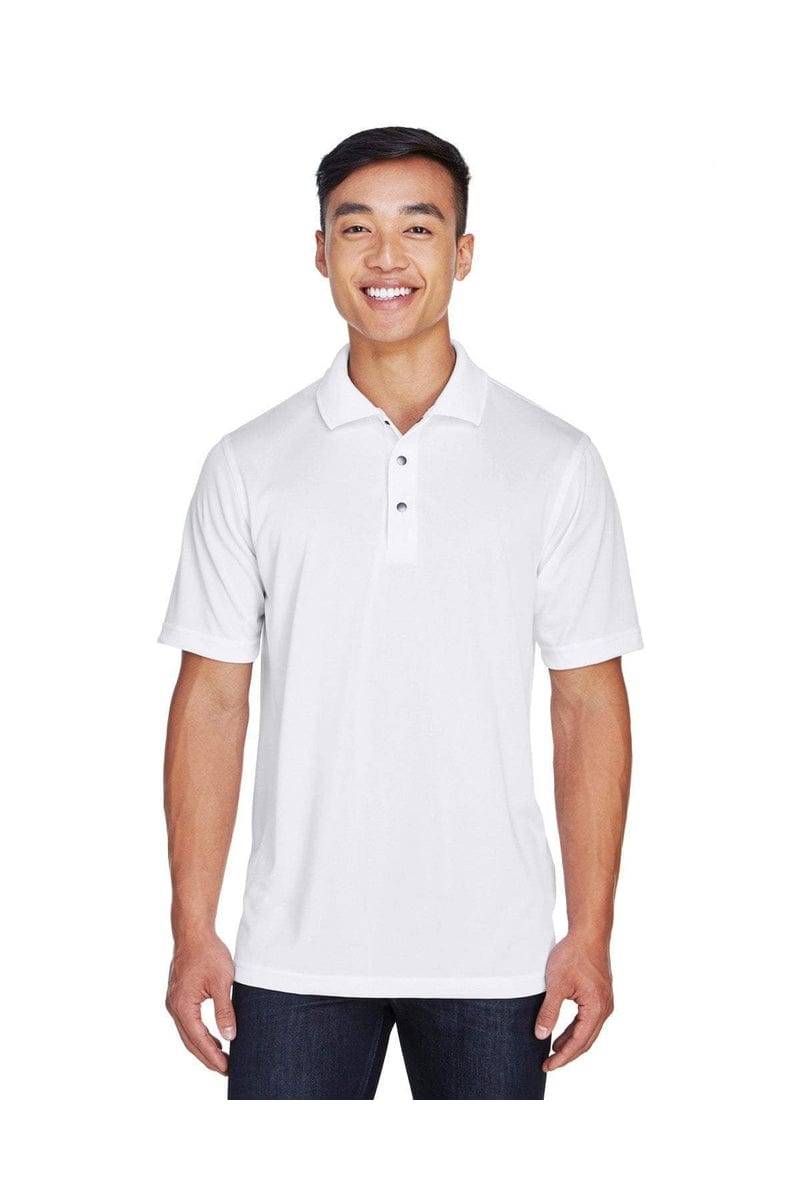 Harriton M345 Men's Advantage IL Snap Placket Performance Polo in White