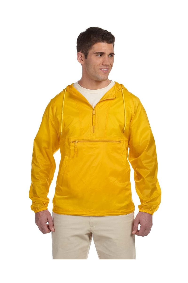 Harriton M750 Adult Packable Nylon Jacket in Sunray Yellow