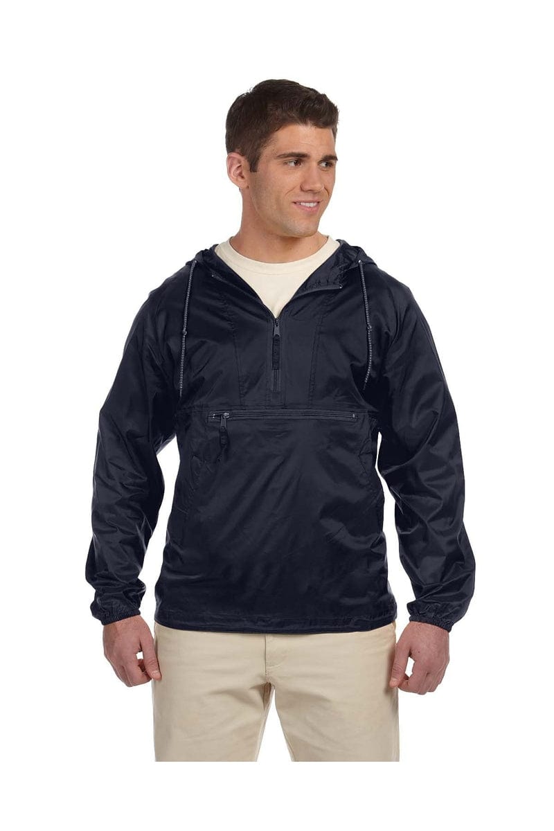 Harriton M750 Adult Packable Nylon Jacket in Navy