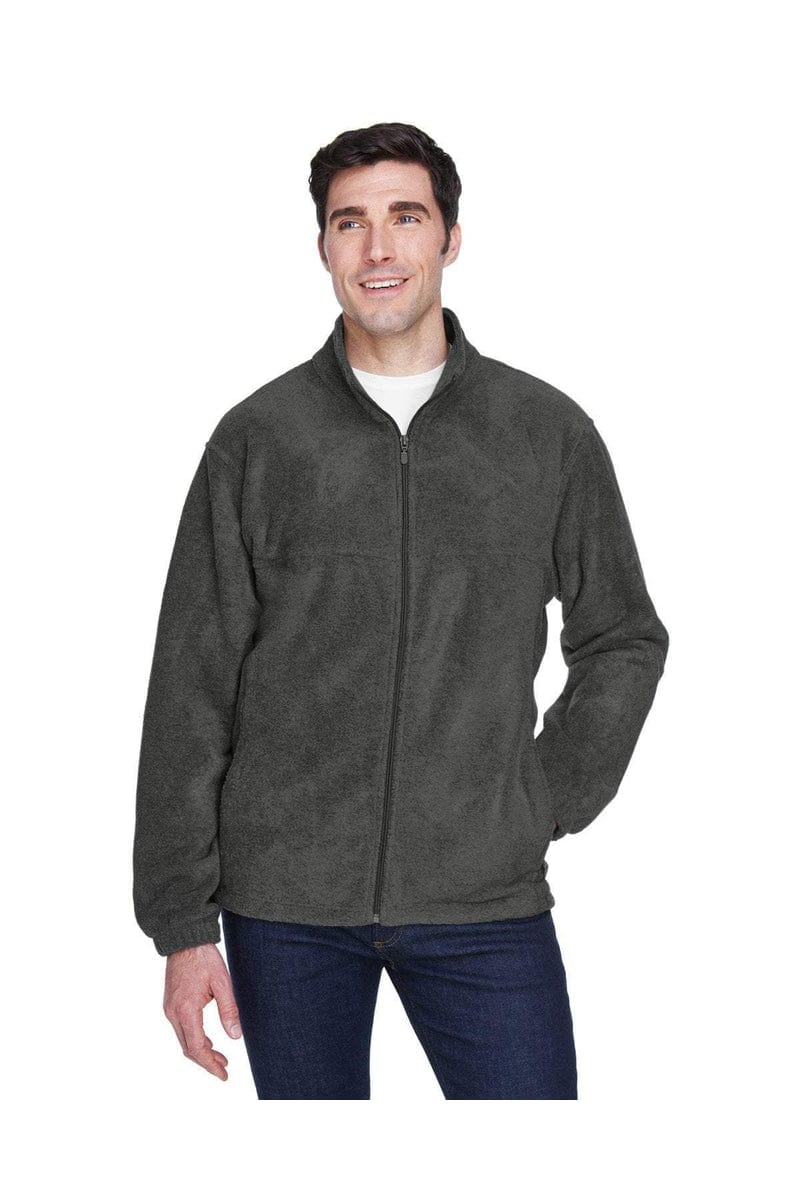 Harriton M990 Men's 8 oz. Full-Zip Fleece in Charcoal