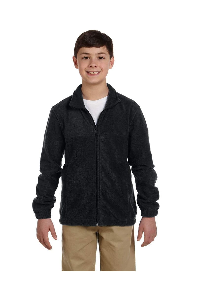 Harriton M990Y Youth 8 oz. Full-Zip Fleece in Black