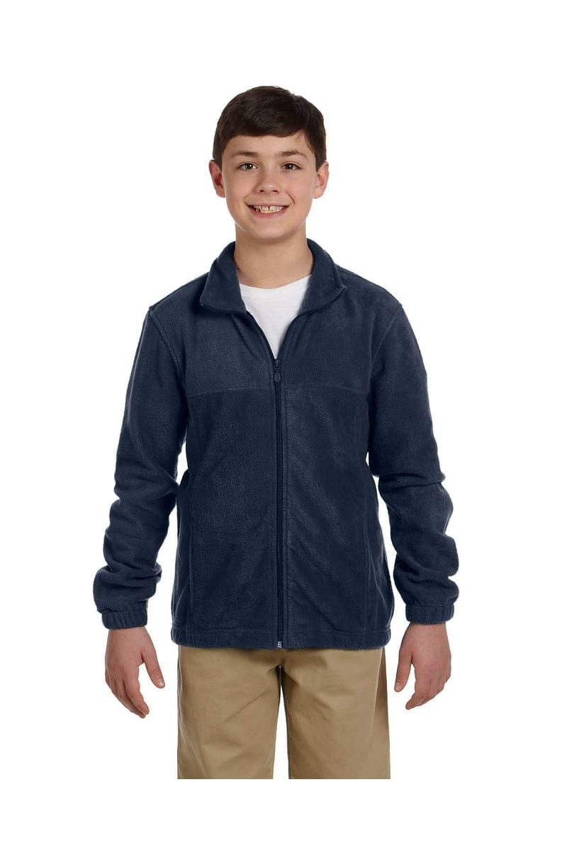 Harriton M990Y Youth 8 oz. Full-Zip Fleece in Navy