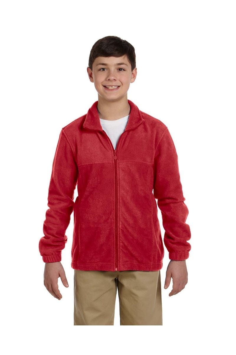 Harriton M990Y Youth 8 oz. Full-Zip Fleece in Red