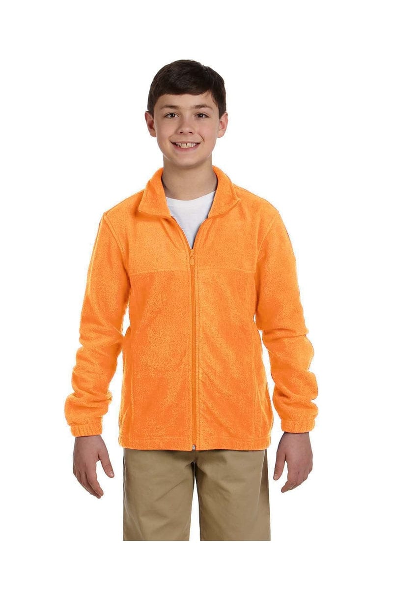 Harriton M990Y Youth 8 oz. Full-Zip Fleece in Safety Orange