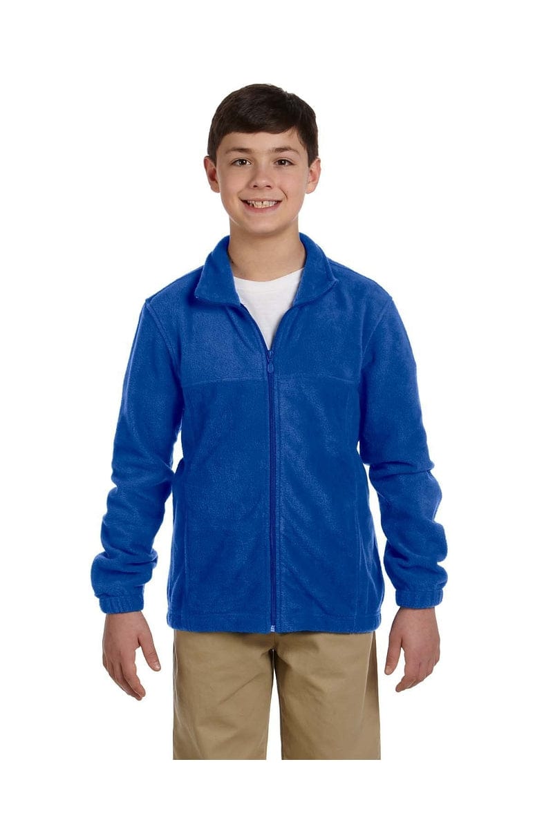 Harriton M990Y Youth 8 oz. Full-Zip Fleece in True Royal