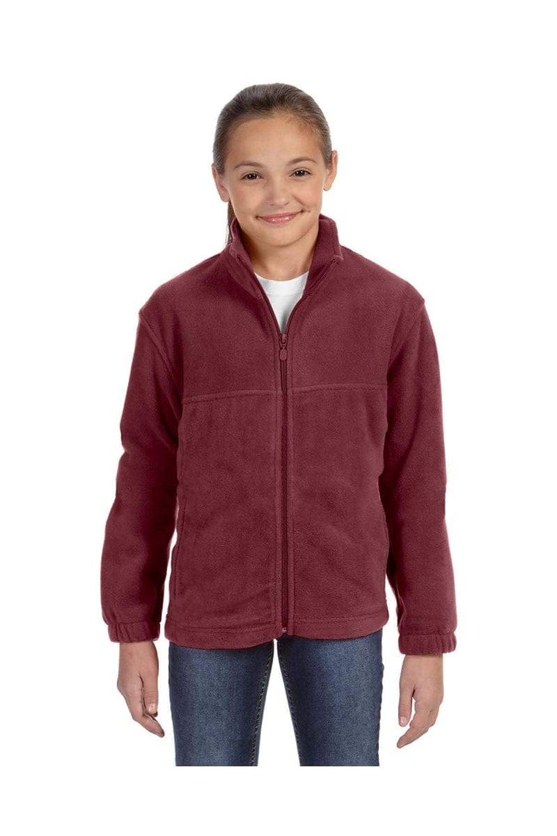 Harriton M990Y Youth 8 oz. Full-Zip Fleece in Wine