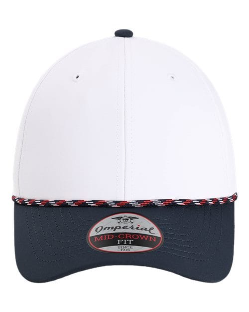 Imperial 7054-The Wingman Cap in White/ Navy/ Navy/ Red/ White
