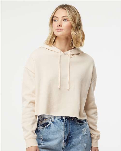 Independent Trading Co. AFX64CRP-Women’s Lightweight Crop Hooded Sweatshirt in Bone
