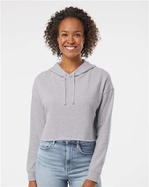 Independent Trading Co. AFX64CRP-Women’s Lightweight Crop Hooded Sweatshirt in Grey Heather